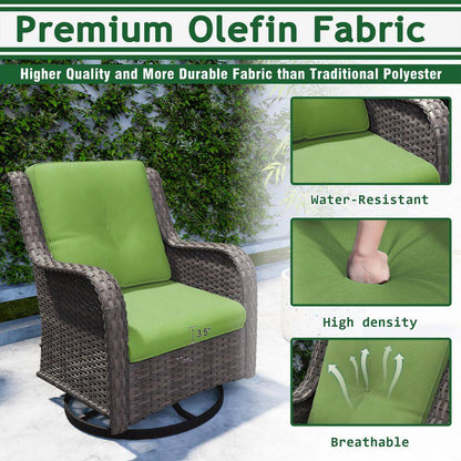 Patio Furniture Set 6-Piece Outdoor Patio Conversation Set with Green Cushions Lawn Furniture