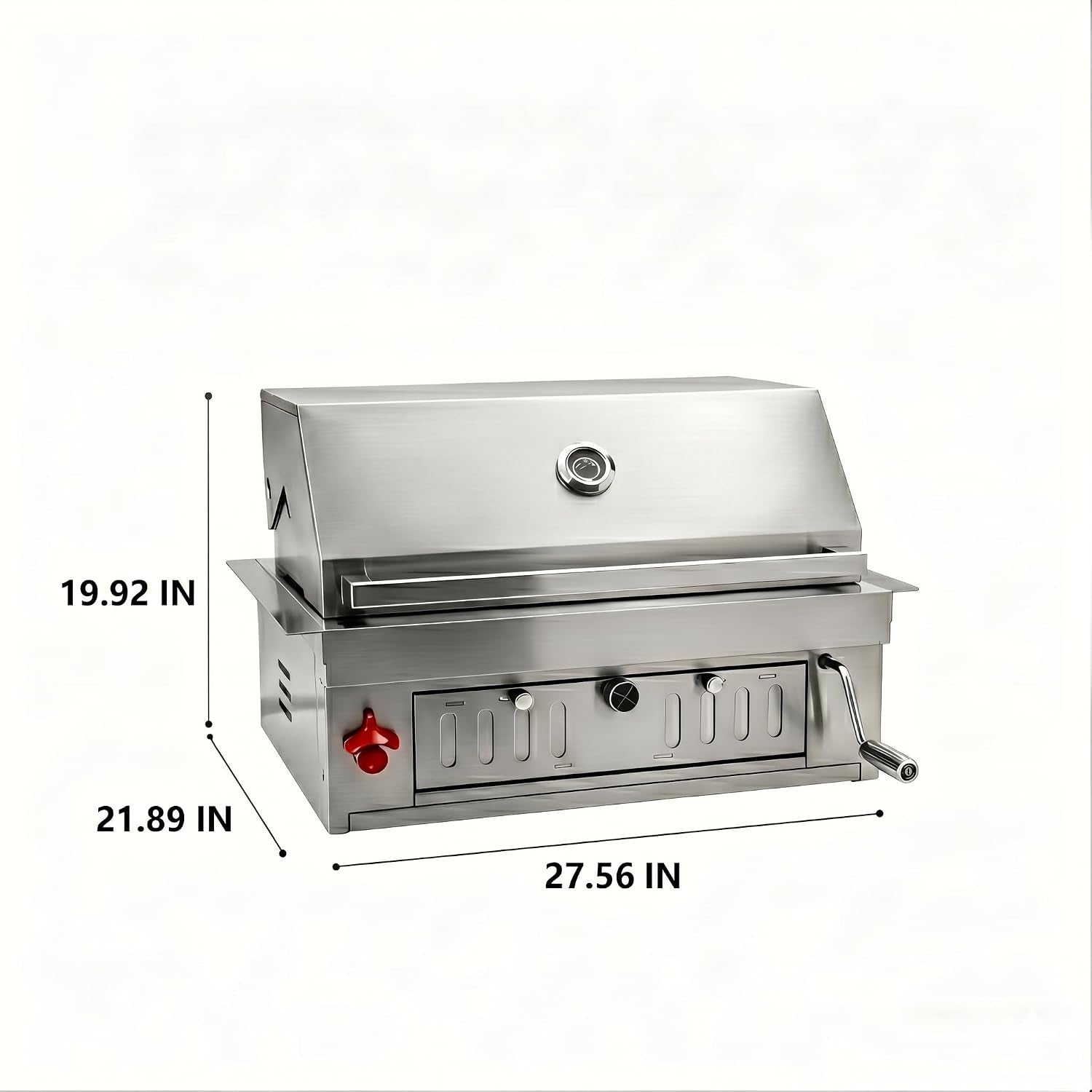 27-IN Premium Portable 304 Stainless Steel Built-In Charcoal Grill with Adjustable Charcoal Tray, Large Front Access Door, and Side Vents, Ideal for Outdoor Family BBQ Gatherings