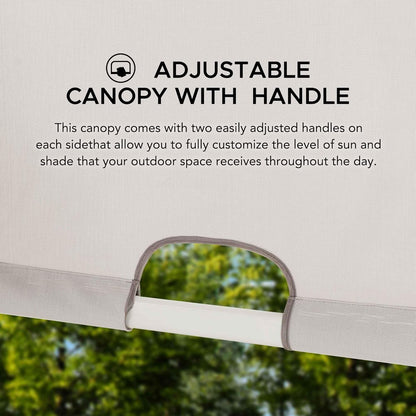 Sunjoy Outdoor Pergola 12 X 14 Ft. with Adjustable Sun Shade Canopy for Backyard and Garden Shade, Patio Modern White Steel Frame Grape Trellis Pergolas, Light Gray by