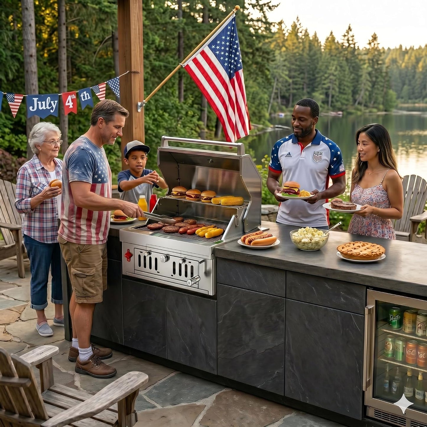 27-IN Premium Portable 304 Stainless Steel Built-In Charcoal Grill with Adjustable Charcoal Tray, Large Front Access Door, and Side Vents, Ideal for Outdoor Family BBQ Gatherings