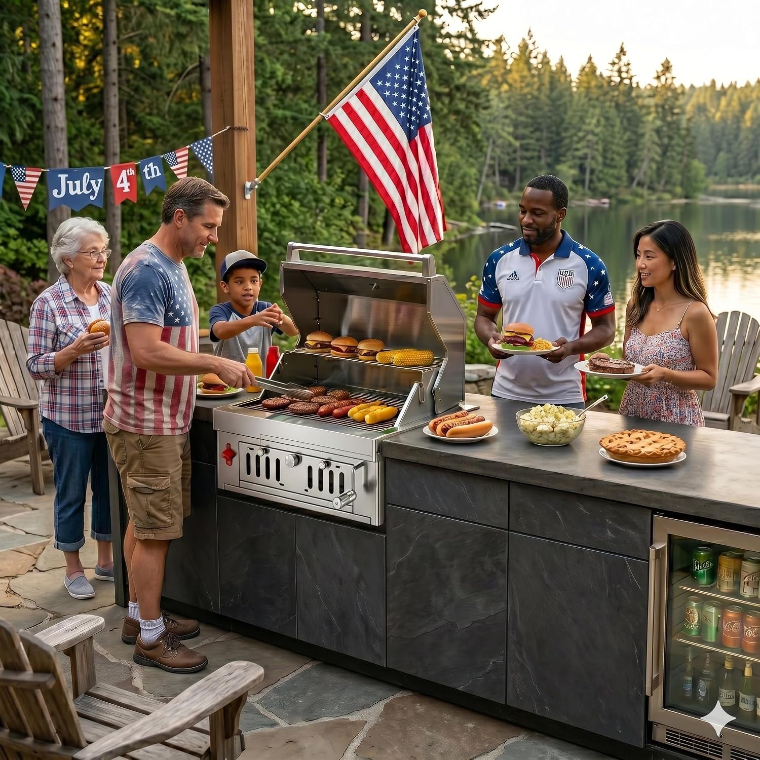 27-IN Premium Portable 304 Stainless Steel Built-In Charcoal Grill with Adjustable Charcoal Tray, Large Front Access Door, and Side Vents, Ideal for Outdoor Family BBQ Gatherings